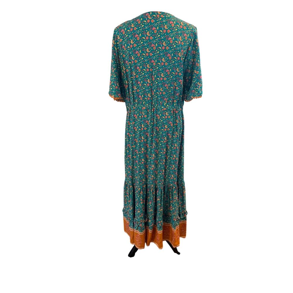Bohemian Peasant Maxi Dress Romantic Floral Flowy Whimsical Womens SZ XL - Picture 3 of 10